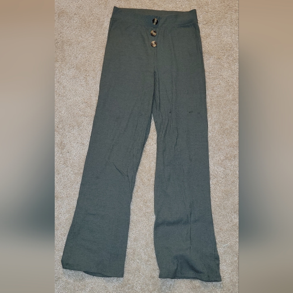 Cosmic Beauty green stretchy pants with 3 buttons, medium
